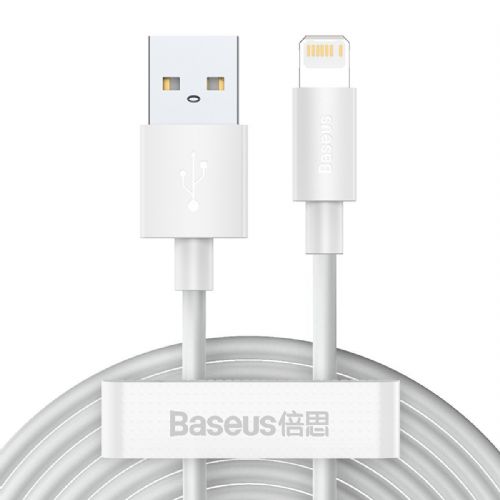 Komplet podatkovnega kabla Baseus Simple Wisdom USB v Lightning 2,4 A (2 KOSOV/komplet) 1,5 m, bel