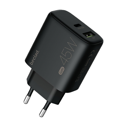 Hišni polnilec za telefone Beclad 45W USB-C + USB-A črn (prodaja Samsung)