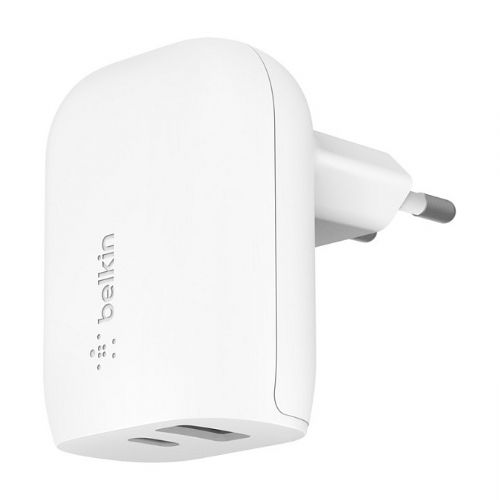 Belkin napajalnik USB-C in USB-A, bel, 37 W