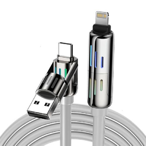 4v1 USB-C/USB-A v USB-C/Lightning kabel Blitzwolf BW-HDC6 1,2 m 240 W RGB (siv)