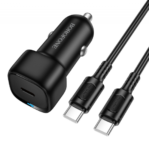 Borofone BZ34A avtopolnilec PD 20W QC 3.0 s kablom Type C - Type C 1m - črn