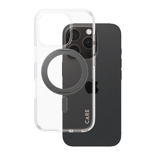 Ovitek CARE by PanzerGlass s stojalom MagSafe za iPhone 16 Pro, prozoren