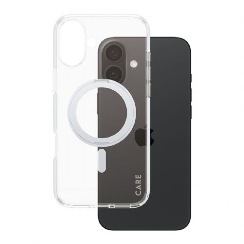 Ovitek CARE by PanzerGlass s stojalom MagSafe za iPhone 16 Plus, prozoren