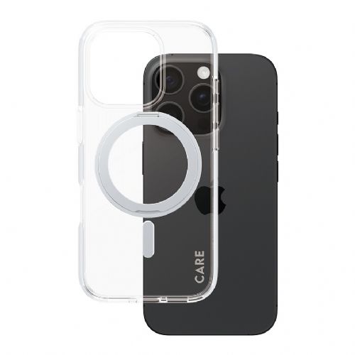 Ovitek CARE by PanzerGlass Feature s stojalom MagSafe za iPhone 16 Pro, prozoren