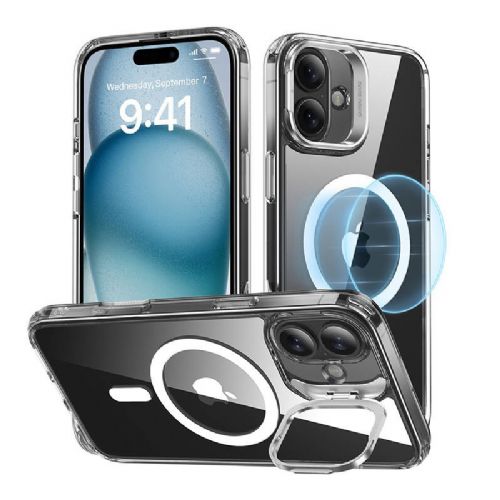 Ovitek ESR Classic Hybrid (HaloLock) s stojalom za iPhone 16 Plus (prozoren)