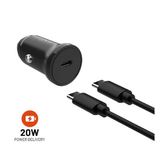 Avtomobilski polnilnik FIXED USB-C  20 W+ kabel USB-C/USB-C črn FIXCC20N-CC-BK
