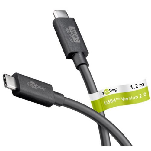 GOOBAY USB-C na USB-C 240W USB4 80Gbit/s 1,2m črn napajalni podatkovni kabel​