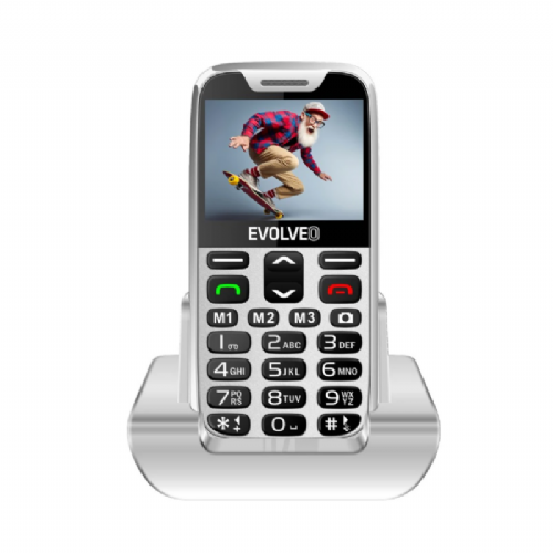 Mobilni telefon Evolveo EasyPhone XR, 2,3" TFT, SOS gumb, polnilno stojalo, bele barve
