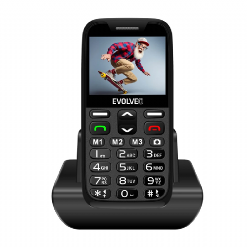 Mobilni telefon Evolveo EasyPhone XR, 2,3" TFT, SOS gumb, polnilno stojalo, črne barve