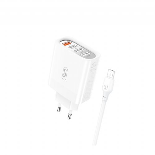 Hišni polnilec za telefone Goobay Micro-USB 18 W, 2,4 A, bela, za 2 napravi, 1 m USB-A na Micro-USB kabel