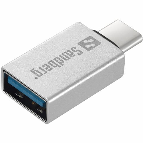 Adapter Sandberg, USB-C (ST) > USB-A (BU), srebrn