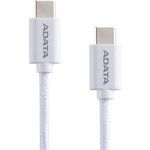 Kabel ADATA USB 2.0, USB-C moški > USB-C moški, PD 3.0, QC 3.0, do 100 W, 1 m, bela