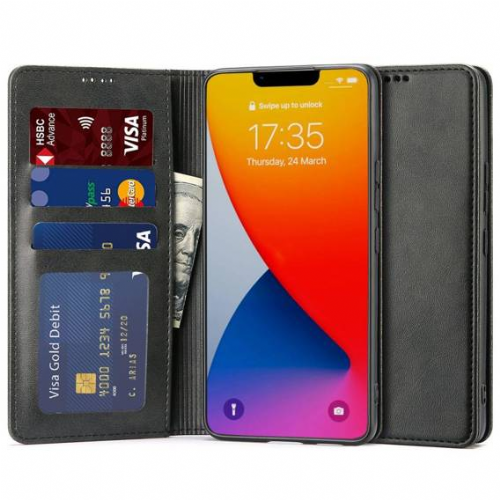Onasi Wallet denarnica usnjena preklopna torbica Samsung Galaxy Z Fold 4 - črna