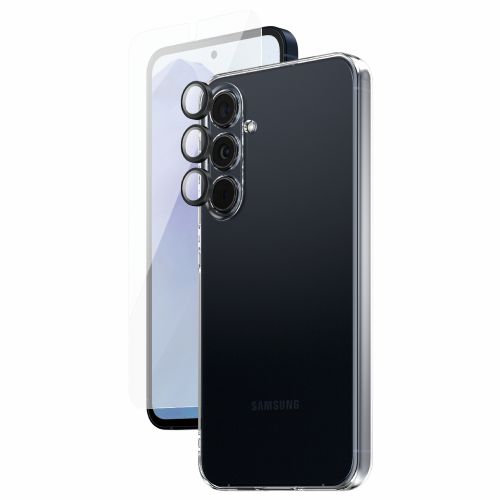 Ovitki za telefon PanzerGlass SAFE. Samsung Galaxy A55 5G 3v1 paket, popolna 360° zaščita, kaljeno steklo, TPU ovitek, zaščita kamere, prozoren
