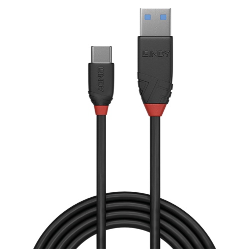 Podatkovni kabel Lindy Black Line USB 3.2 Gen 2, USB-A na USB-C, 10 Gbit/s, 1,5 m, črn