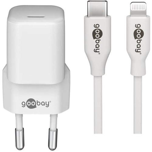 Polnilec Apple Lightin / USB-C PD, 30 W, 1 m kabel, PD, bela