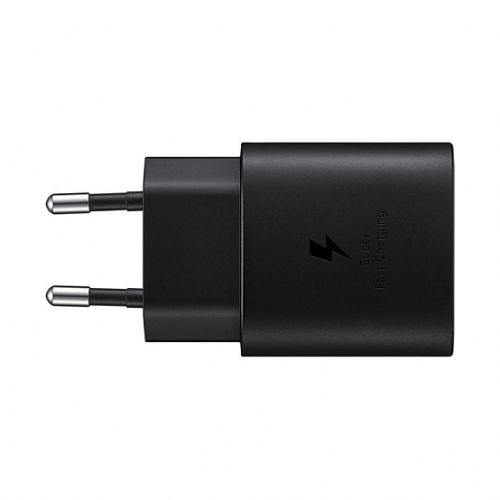 Polnilni adapter črne barve. 25 vatov.