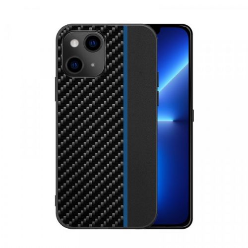 Silikonski ovitek za iPhone 13 Pro - carbon črn z modro črto