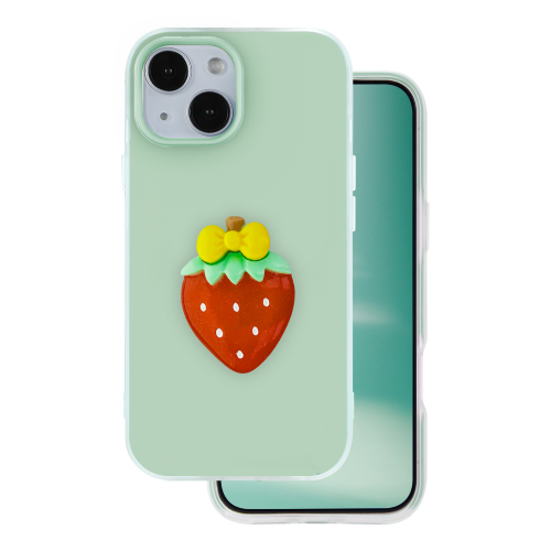 Ovitek za telefon Onasi Tutti Frutti 2v1 za iPhone 15, zeleni – dvoslojna zaščita, TPU+PC, izboljšan oprijem, frosted efekt, 3D sadni motiv