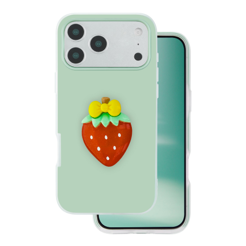 Ovitek za telefon Onasi Tutti Frutti 2v1, iPhone 17 Pro, dvoslojna zaščita, frosted efekt, 3D sadni motiv, izboljšan oprijem, zelena