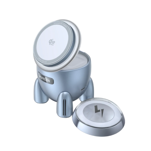 Brezžični polnilec za pametne telefone in pametne ure Ugreen 65300 2-v-1, MagSafe, Qi2.2, 25 W, magnetna pritrditev, zložljiva zasnova