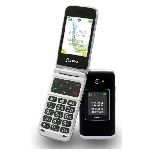 GSM telefon Olympia Vitus 4G črna, zložljiv, 2,8" LCD zaslon, podpora MicroSD do 64 GB, Bluetooth, FM radio