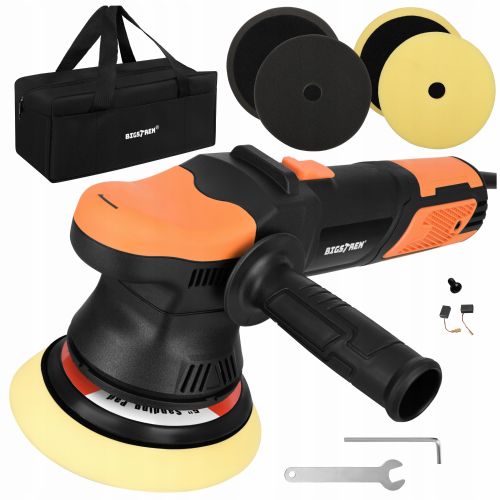 Polirni stroj Bigstren 900W rotacijski, dvojno delovanje, regulacija hitrosti, 125/150 mm plošči, 8 m kabel
