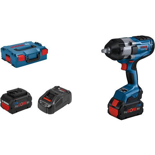 Akumulatorski udarni vijačnik Bosch BITURBO GDS 18V-1000 Professional, 18V, 2x baterija ProCore18V 5,5Ah, 1/2", v L-Boxx, modra/črna