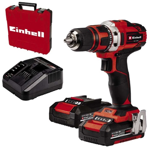 Akumulatorski vrtalni vijačnik Einhell TE-CD 18/40-1 Li, 18V, 2x Li-Ion baterija 1,5Ah, rdeča/črna