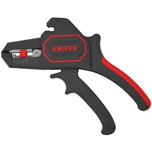 Avtomatske klešče za odstranjevanje izolacije Knipex  12 62 180 (črne/rdeče, integriran rezalnik žice)
