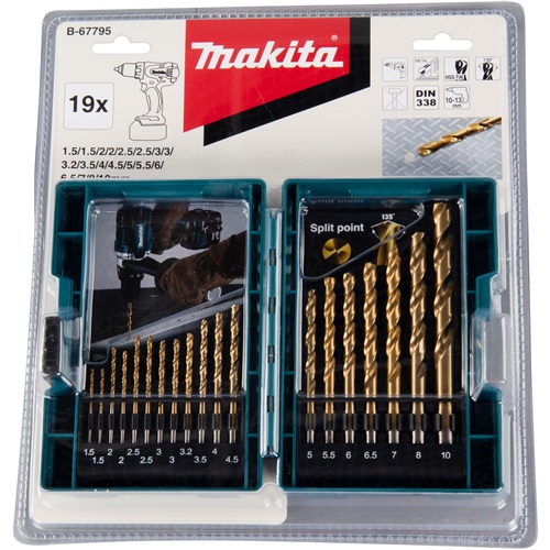 Komplet kovinskih svedrov Makita  HSS-Tin, 19-delni
