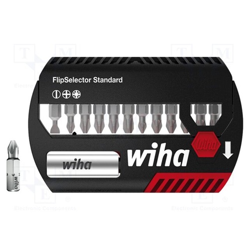 Komplet nastavkov Wiha Bit Set FlipSelector Standard, 13-delni (črni/rdeči, PH / PZ / SL, s sponko za pas)