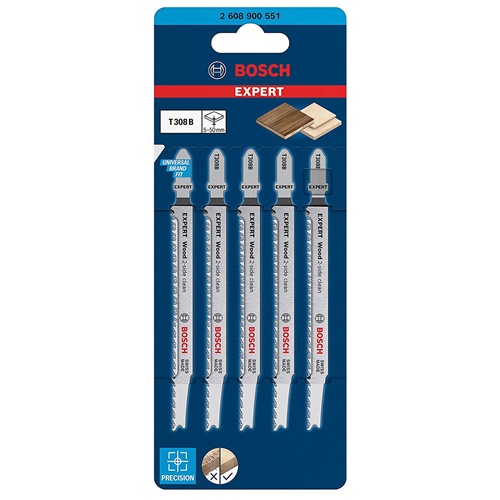 List za vbodno žago Bosch Expert T 308 B 'Wood 2-stransko čiščenje' (5 kosov)