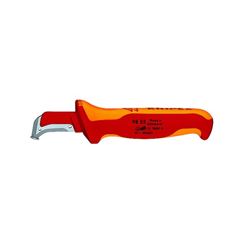 Nož za odstranjevanje izolacije Knipex  98 55 SB VDE (rdeče/rumen, dolžina 180 mm, z drsnim čepkom)