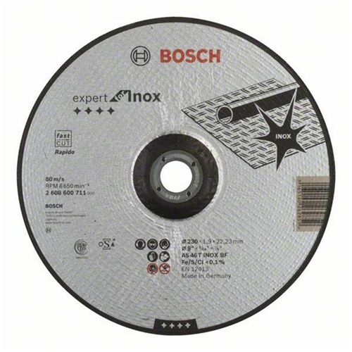 Rezalna plošča Bosch PRO Ø 230 mm, za nerjaveče jeklo, izvrtina 22,23 mm, hitro rezanje, brez železa