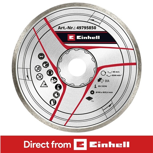 Rezalna plošča Einhell Ø180 mm diamantna, za ploščice/marmor/kamen, fi 25,4 mm, višina segmenta 4 mm