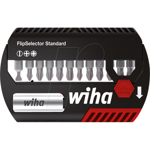 Set nastavkov Wiha Bit Set FlipSelector Standard, 13-delni (črni/rdeči, PH / PZ / SL)