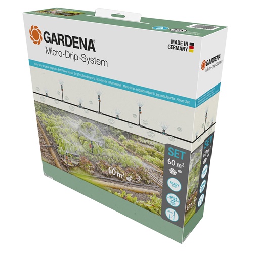 Set za namakanje zelenjave/cvetlične gredice Gardena Micro Drip System, 60 m2, črno-siva (13450-20)