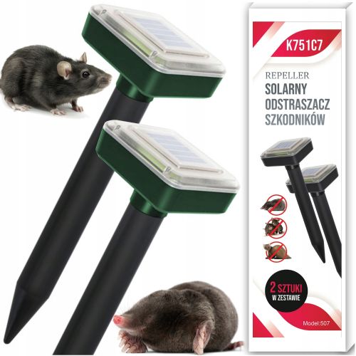 Set 2x solarni aku. 800mAh odganjalec voluharjev miši in krtov do 1000m2