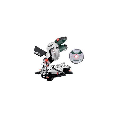 Žaga Metabo KS 216 M komplet z nastavkom, lasersko vodenje, odsesavanje prahu, moč 1100 W, globina reza 6 cm, premer rezila 21,6 cm