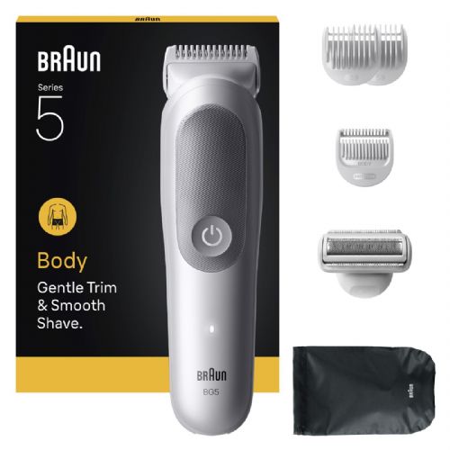 Moški urejevalnik Braun BG5550, SkinGuard, SmoothShave glava, 100 min delovanja, AquaGrip ročaj, svetlo siva