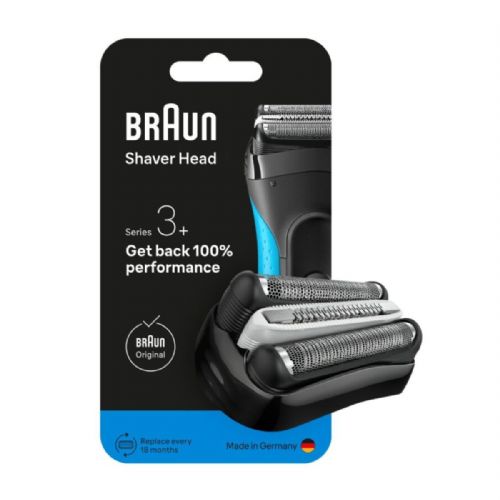 Nadomestna glava Braun Series 3+ 32B, MicroComb, dvojna mrežica, klik sistem, srebrna