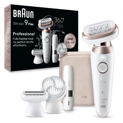 Epilator Braun Silk-épil 9 Flex SES 9-360 3D, brezžičen, 40 pincet MicroGrip, mokra/suha uporaba