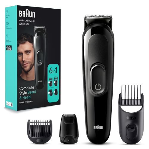 Moški urejevalnik Braun All-in-One 3410, komplet 6 v 1, 50 min delovanja, pralne glave, natančno rezilo