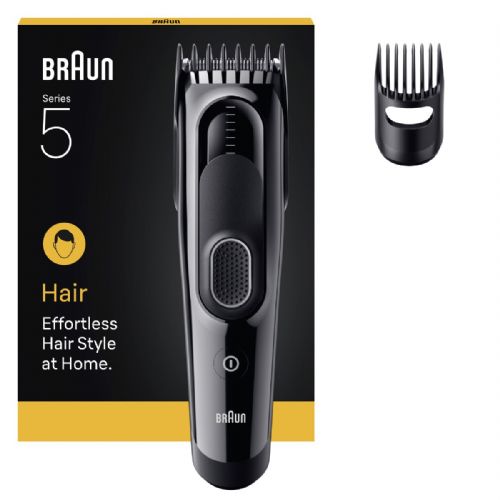 Aparat za striženje Braun HC5510, 9 dolžin (3–24 mm), rezilo iz nerjavečega jekla, 50 min delovanja, vodoodporen, črne barve