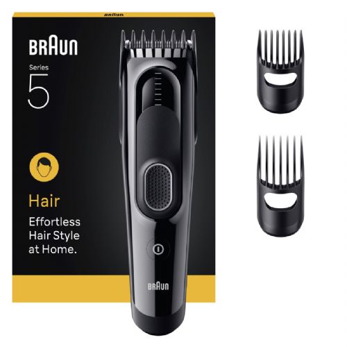 Aparat za striženje Braun HC5530, 17 dolžin (3–35 mm), samoostrilna rezila, 50 min delovanja, vodoodporen, mat črn
