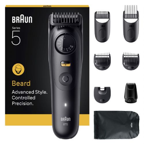 Urejevalnik brade Braun Series 5 BT5560, 40 nastavitev dolžine, 120 min delovanja, jekleno rezilo, vodoodporen