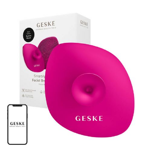 Čistilna krtača za obraz 4v1 z ročajem Geske z aplikacijo (magenta)