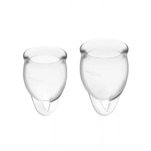 Menstrualna skodelica Satisfyer Feel Confident, transparentna, 2 kosa