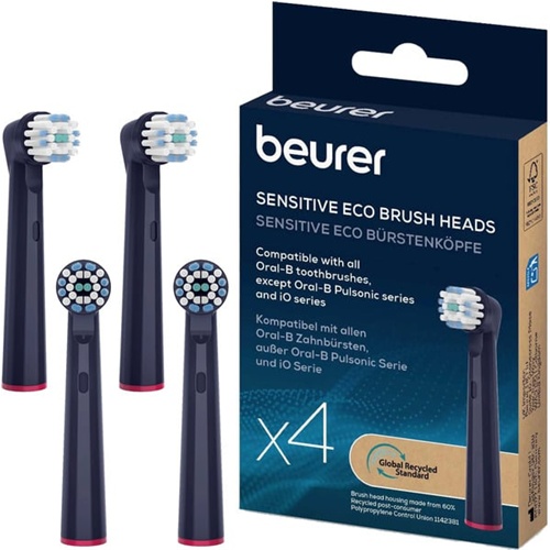 Nastavki za zobno ščetko Beurer TB Sensitive Eco Green Planet (temno modri, 4 kosi)